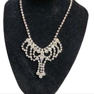 Vintage mid-century Crystal rhinestone joker necklace